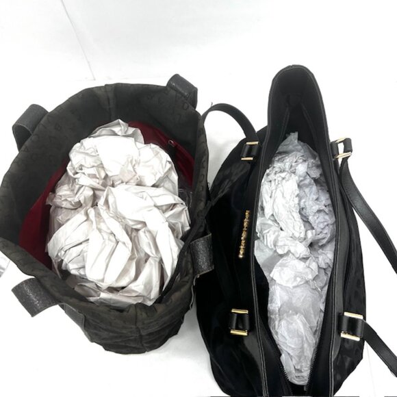 Vgt Set of 2: BVLGARI Canvas & Michael Kors Nylon Black Gray Shoulder Bags (40) - Picture 7 of 16